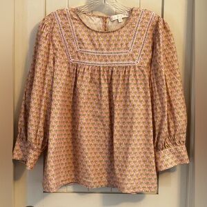 Karlie Pink Block Print Peasant Top Medium